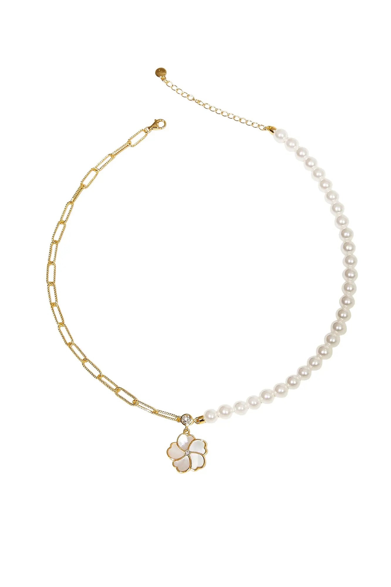 Bauhinia Blakeana Yellow Gold Chain & Pearl Choker Dryden Jewelry